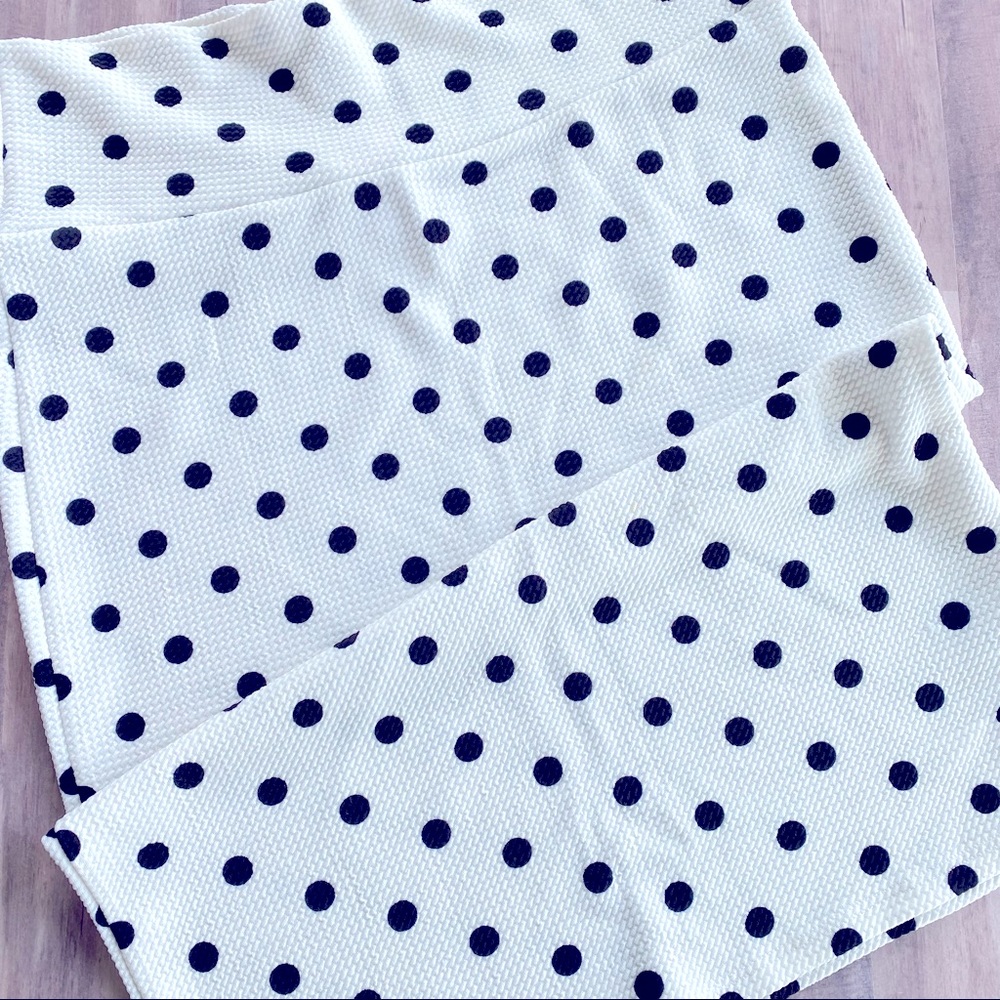 White Cream Black Dot Casual Pencil Skirt